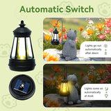 Solar Cat Garden Statues with LED Lights, Outdoor Decor for Patio Yard Balcony - Unique Housewarming Birthday Gifts for Women Mom Grandma