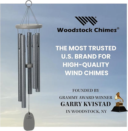 Woodstock Chimes Signature Collection, Chimes of Bali, 25'', Silver World Music Wind Chimes for Outdoor, Patio, Home or Garden Decor (BWAS)