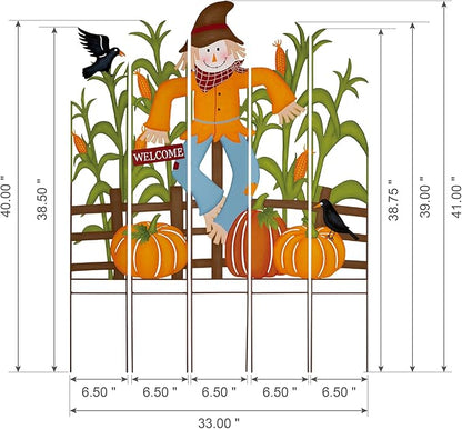 Glitzhome 5-Piece Modular Yard Stake Set, 41.5 Inch Scarecrow & Corn Fall Decor - Rust-Proof Metal Farmhouse Outdoor Decor for Thanksgiving Harvest
