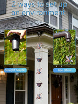 Rain Chains for Gutters, 8.8ft Rain Catcher Chain with 7 Metal Cups & Hummingbird Decor, Adjustable Downspout Replacement for Roof Drainage & Decorative Water Collection(Hummingbird Blue)