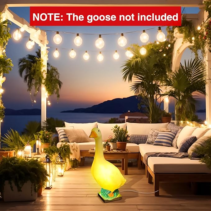 Tujoe Easter Porch Goose Lamp Base Outfit Wooden 3 Color Changing Light Lamp Stand LED Base Display Yard Garden Party Decor, Without Proch Goose