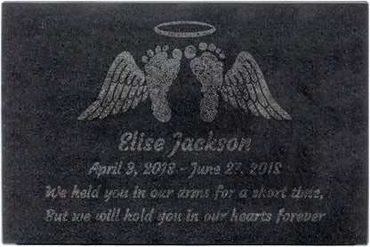 PlaqueMaker Black Granite Memorial Headstone Or Garden Memorial for Lost Infant or Child - Include You Personalized Text. Can be Used as a Sympathy Gift, Garden Stone or Grave Maker (12 x 8 x 2)