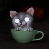Blazin Cat Figurines | Solar LED Outdoor Garden Decor | Cat Statue Decor | Light Up Decorative Statue Accents Yard, Patio, Lawn, Deck (Grey, 1 Pack)