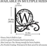 Metal Initial Letter W Plant Hanger Bracket, Decorative Wall Mount Hanging Plant Hook, Monogram Floral Leaf Garden Decor for Hanging Baskets, Bird Feeders, Lanterns, Wind Chimes