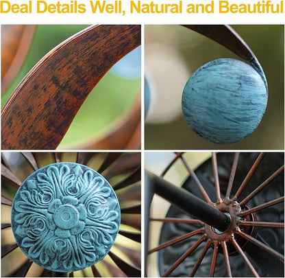 LimeHill Wind Spinners Outdoor Metal Large Wind Spinners for Yard and Garden, Kinetic Wind Sculptures & Spinners with Stake for Family (24" W x 84" H)