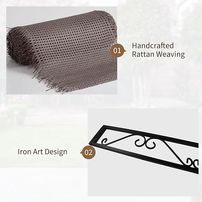 73" H×45" W Rattan Outdoor Privacy Screen Freestanding for Patio, Balcony Metal Privacy Screen and Room Divider for Garden, Apartment, Deck(Brown, 1 Panel)