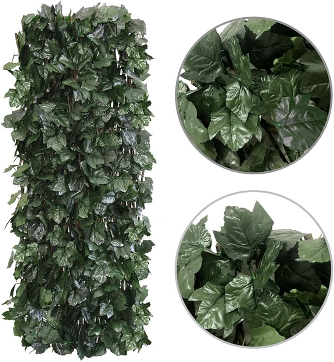 Expandable Fence Privacy Screen for Balcony Patio Outdoor,Decorative Faux Ivy Fencing Panel,Artificial Hedges (1,Ivy)…