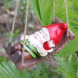 Hanging Garden Gnome Decor - Funny Gnome with Wine Glass on Hammock, Resin Outdoor Statue for Tree, Patio, Yard, Lawn, Balcony, Unique Garden Gifts for Mom, Women, Housewarming, Christmas Decorations