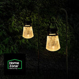 Home Zone Security 2 Packs Solar Crackle Glass Solar Lanterns Light Hanging Outdoor Waterproof 10 Lumens 3000K Decorative Large Crackle Glass Garden LED Lights, No Wiring for Patio Backyard Garden
