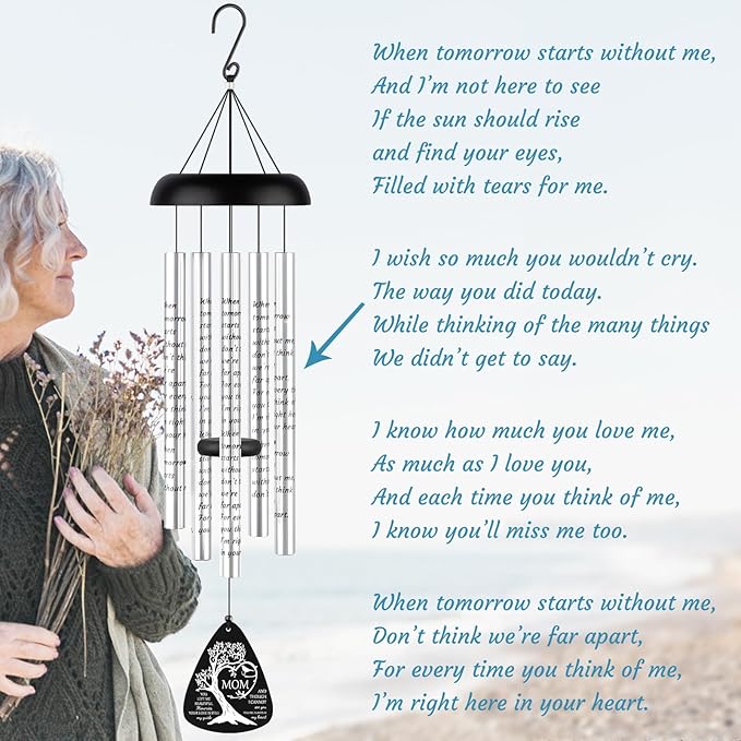 Fabuday Memorial Gifts Wind Chimes - Sympathy Gift for Loss of Mom, Windchimes in Memory of a Loved One for Bereavement Condolence Grief Funeral Condolences Remembrance Grieving, Cardinal Family Tree