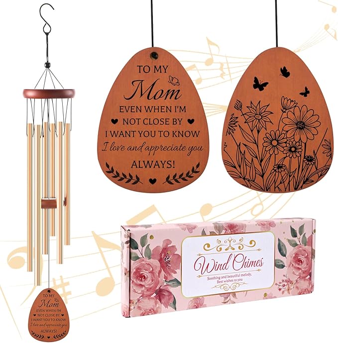 Mom Gifts Wind Chimes - Gifts for Mom from Daughter Son, Birthday Christmas Thanksgiving Mothers Day Love Reminder Present Idea, Wind Chimes for Outside Garden Decor