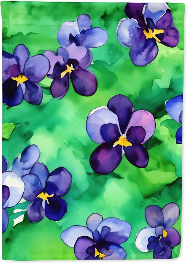 Caroline's Treasures Wisconsin Wood Violets in Watercolor House Flag Large Porch Sleeve Pole Decorative Outside Yard Banner Artwork Wall Hanging, Polyester, House Size, Multicolor