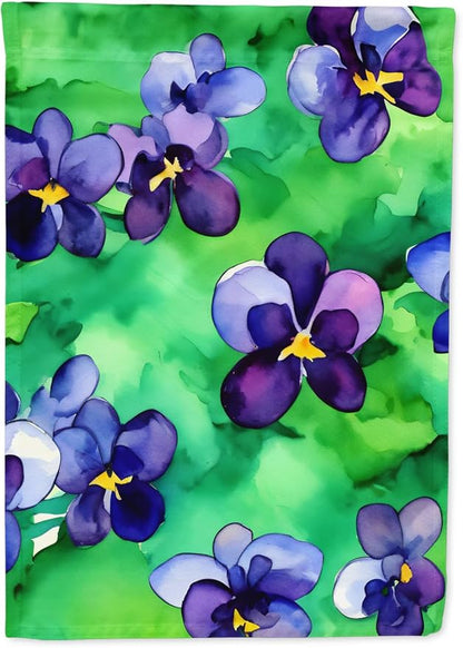 Caroline's Treasures Wisconsin Wood Violets in Watercolor House Flag Large Porch Sleeve Pole Decorative Outside Yard Banner Artwork Wall Hanging, Polyester, House Size, Multicolor