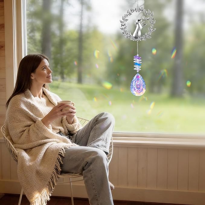 Dog Memorial Gifts for Loss of Dogs Crystal Suncatcher, Pet Memorial Gifts for Dogs, Loss of Dog Sympathy Gift, Bereavement Gift, Hanging Crystals Ornament for Window Rainbow Maker Home Decor