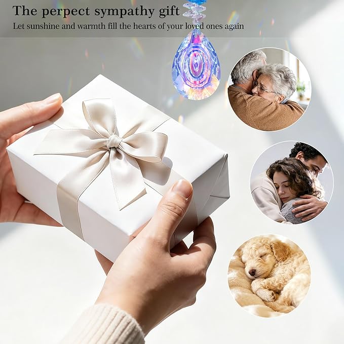 Dog Memorial Gifts for Loss of Dogs Crystal Suncatcher, Pet Memorial Gifts for Dogs, Loss of Dog Sympathy Gift, Bereavement Gift, Hanging Crystals Ornament for Window Rainbow Maker Home Decor