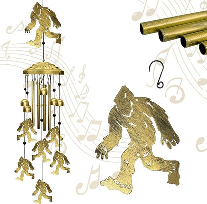 Bigfoot Wind Chimes Outdoor, Big Foot Sasquatch Gifts, Metal Wind Chimes for Outside Memorial Windchimes for Men/Women/Dad/Grandpa Birthday Gift for Outdoor/Indoors Porch, Yard, Garden Decorations