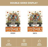 AVOIN colorlife Give Thanks Thanksgiving House Flag 28x40 Inch Double Sided Outside, Gobble Turkey Truck Rustic Yard Outdoor Flag