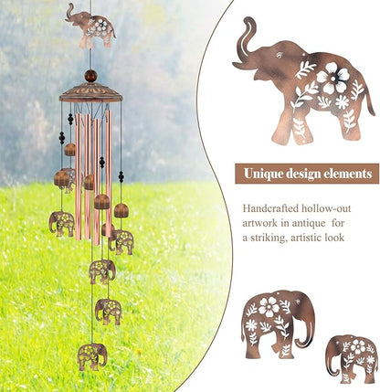 Elephant Wind Chimes for Outside, Elephant Gifts for Women/Mom/Grandma Birthday Gifts,Memorial Gift,Soothing Bass Tones Outdoor Metal WindChimes for Home, Lawn, Porch, Patio, Garden,Yard Decor(35")