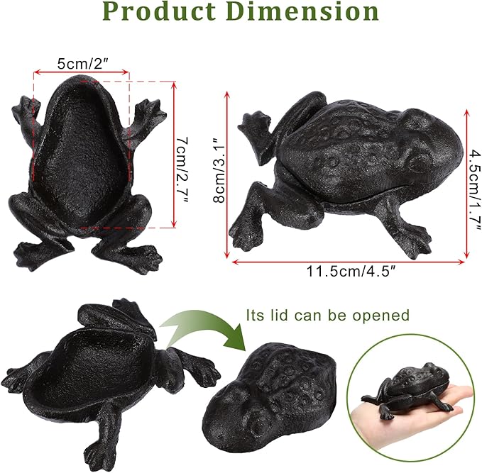 Sumnacon Spare Key Hider Outside Cute Frog Garden Decoration Secret Key Holder for Yard Porch Lawn Bushes, Heavy Cast Iron Hidden Keys Storage Vintage Outdoor Statue for Jewelry Ear Studs, Ring