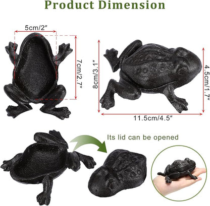 Sumnacon Spare Key Hider Outside Cute Frog Garden Decoration Secret Key Holder for Yard Porch Lawn Bushes, Heavy Cast Iron Hidden Keys Storage Vintage Outdoor Statue for Jewelry Ear Studs, Ring