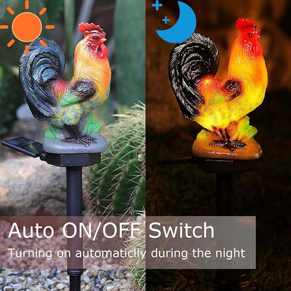 ZFNN Solar Rooster Lights Outdoor Decorative,Solar Chicken Decor Garden Stakes Lights,Waterproof Chicken Statue with Led Lights Yard Art for Pathway Lawn Patio Courtyard Backyard(Warm White)