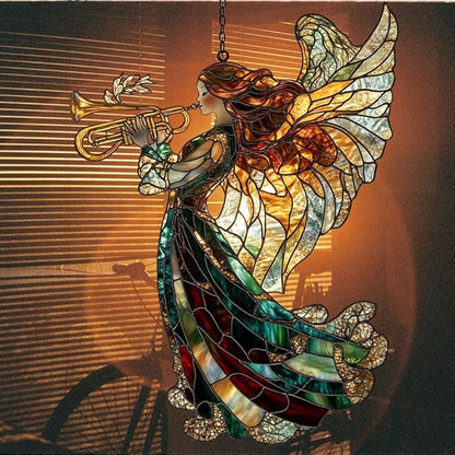 Angel Acrylic Suncatcher Stained Glass Effect Window Car Hanging Christmas Ornament Indoor Outdoor Decor Garden Sun Catcher Panel for Fairy Lover for Women Mom Grandma