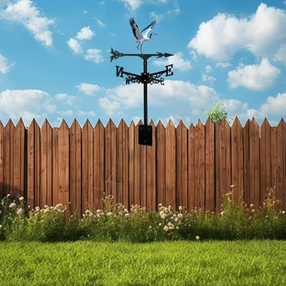 Colorful Red-Crowned Crane Weather Vane Metal Peacock Rooftop Weathervane Iron Wind Direction Indicator Garden Statue Yard Decor Lawn Ornament (Crane B)
