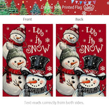 CROWNED BEAUTY Christmas Snowman House Flag 28x40 Inch Double Sided Red Xmas Let It Snow Decoration for Outside Yard CF1898-40