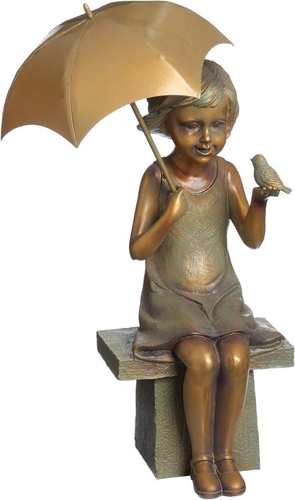 Roman - Girl on Bench Statue, 17.25" H, Garden Collection, Resin and Stone, Decorative, Gift, Home Outdoor Decor, Durable, Long Lasting, Unique Design