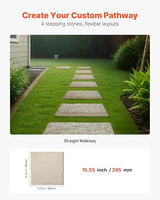 VEVOR Garden Stepping Stones, 4Pcs 15.5 x 15.5 in, Decorative Stepping Stones with Stakes, Weather-Resistant Plastic Pathway Pavers, Smooth Surface, Outdoor Walkway for Lawn Patio Landscape, Beige