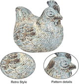 Chicken Figurine Chicken Kitchen Decor Cement Hen Figurine Rustic Hen Garden Statues Figurines Artwork for Outdoor, Backyard, Patio and Home Kitchen Decoration(Blue)