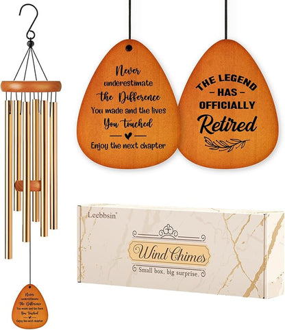 Leebbsin Retirement Gifts for Women Men 2026, Happy Retirement Gift Wind Chimes, Gifts for Retiree, Coworker, Friends, Teacher, Nurse, Doctors, Boss, Best Gift for Retirement, Going Away