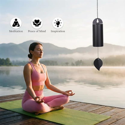Wind Chimes for Outside Deep Tone - Large Iron Wind Bells with Leaf Wind Catcher, Resonant Sound Metal Windchime for Zen Garden, Patio, Yoga Meditation & Rustic Home Decor