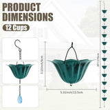 9 FT Rain Chain for Gutters, 12 Lotus Cup Design ， Adjustable Rain Chains for Outside Chains to Replace Downspout，Elegant Water Feature for Garden, Patio. (Lotus Antique Blue)
