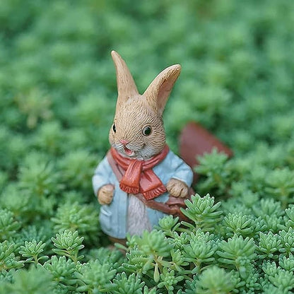 Garden Statues Resin Outdoor Rabbit Figurines Easter Bunny Garden Statue Cute Mini Bunny Figurine Sculpture Yard Animal Statues Yard Ornaments Decor