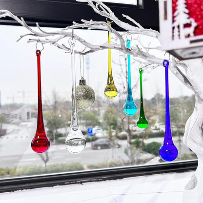 H&D 6pcs 5.9inch Mix Color Large Crystal Raindrop Chandelier Prisms Hanging Drops Pendants DIY Parts
