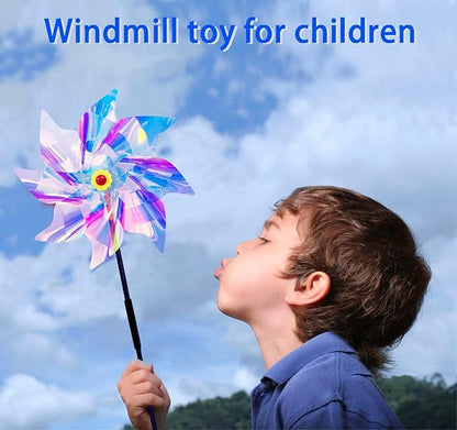 5 Pack Pinwheels for Yard and Garden,Reflective Pinwheels Bird Deterrents Pinwheels for Outside Pinwheel Devices Outdoor Pinwheels for Kids (Transparent Pinwheel 5)