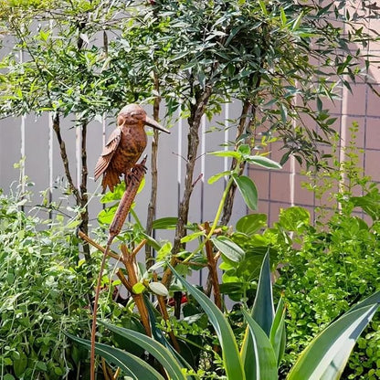 Rusty Kingfisher Metal Garden Stake, 42.5 Inch Bird Sculpture Yard Art, Decorative Lawn Ornament Gift for Bird Lovers (Bronze)