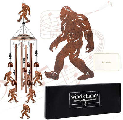 Bigfoot Gift Wind Chimes - Big Foot Sasquatch Gifts for Men Women, Father Mother Grandparents Friends Birthday, Memorial Wind Chimes for Outside, Garden Patio Yard Decor