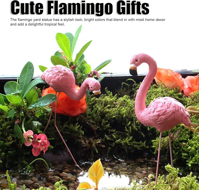4 Pcs Pink Flamingo Garden Statues – Stylish and Vivid Lawn Decorations with Fine Details Suitable for Yards, Patios, and Gifts