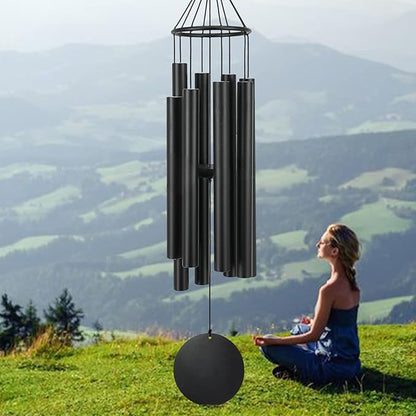 Large Wind Chimes Outdoors Deep Tone, in Memory of Loved One Wind Chimes for Outside,Sympathy Chimes Gifts for Mother/Father,Prime/Clearance Memorial Chimes, Metal Chimes Outdoors Garden Décor(Black)