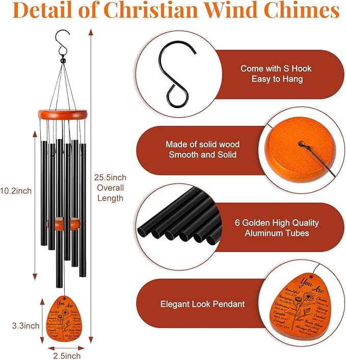 Christian Gifts - Inspirational Religious Gifts for Women, Spiritual Birthday Gift for Women, Christian Bible Verse Wind Chimes