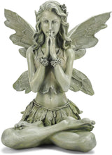 Napco Zen Flower Fairy Pale Green 11 Inch Resin Stone Outdoor Garden Statue
