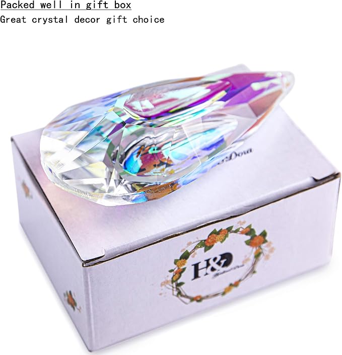 120mm/4.7in Crystal Prism Suncatcher Window Hanging Sun Catchers AB Colored Crystals Faceted Prism Rainbow Maker Pendant Ornament for Christmas Tree