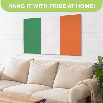 Evergreen Ireland Flag 3x5 flag Outdoor Double Sided, National Flags for Outside with Grommets, 3-Ply Banners for Garden Patio, Indoor Wall Decor for Room, Works with Standard Estate Flag Poles