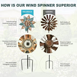 Decoroca Outdoor Wind Spinners Copper - 360 Degrees Metal Swivel Flowers&Leaves Wind Spinners for Patio, Lawn, Yard and Garden - for Classical Style - Festival Outdoor Decor