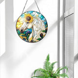 Bimkole Horse Stained Glass Suncatcher Window Hanging - Animals Indoor Window or Doorway Decoration - Handmade Sun Catcher Decor for Garden Home Christmas & Birthday Gifts 7.87x7.87 in
