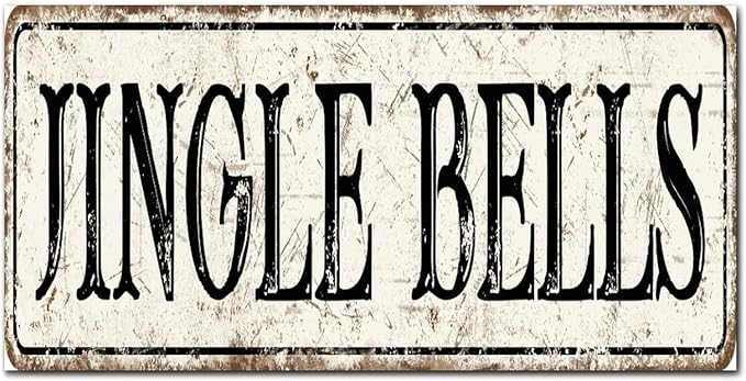 Madcolitote Personalized Jingle Bells Street Sign Vintage Jingle Bells Wood Signs Wall Art Rustic Wall Decorations for Living Room Home Decor for Home Man Cave Gate Garden Bars Cafes 6x12in