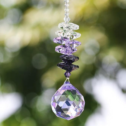H&D 30mm Purple Chandelier Crystals Ball Rainbow Octogon Chakra Hanging Suncatcher Decorating Balls