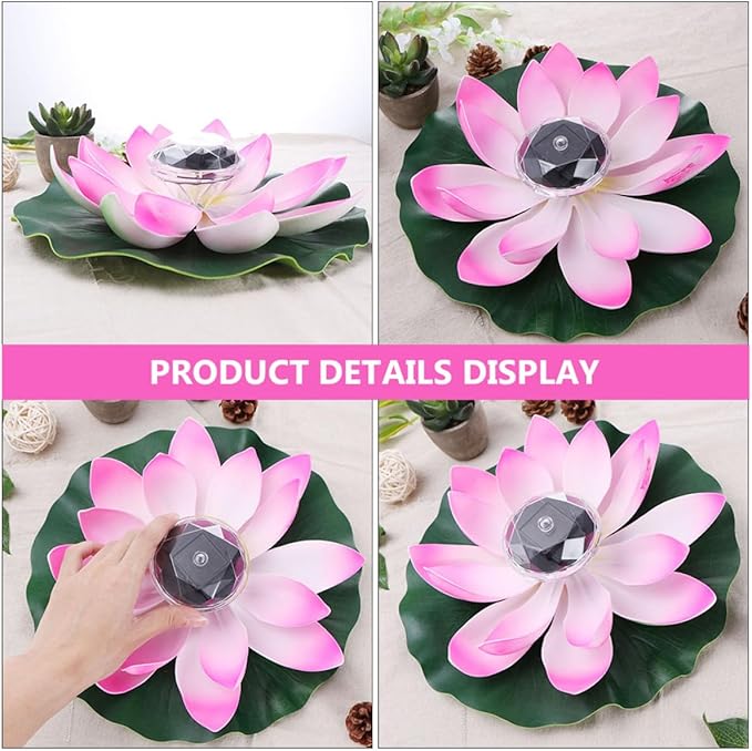 BESTonZON 2pcs Solar Floating Lotus Pond Lights, Outdoor Landscape LED Water Garden Decor with Color-Changing Gradient, Solar-Powered Waterproof Pool Lamps for Garden Pond